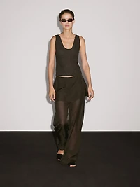 Pantalon fluide contrastant 100 % soie