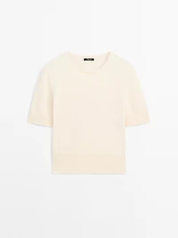 Pull à manches courtes en maille de laine mélangée