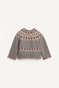 LIMITED EDITION WOOL FRINGED PONCHO JUMPER