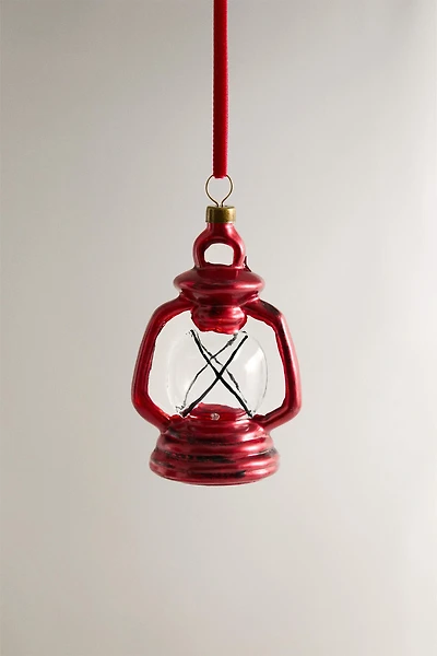 RED LANTERN WITH LIGHT CHRISTMAS TREE ORNAMENT