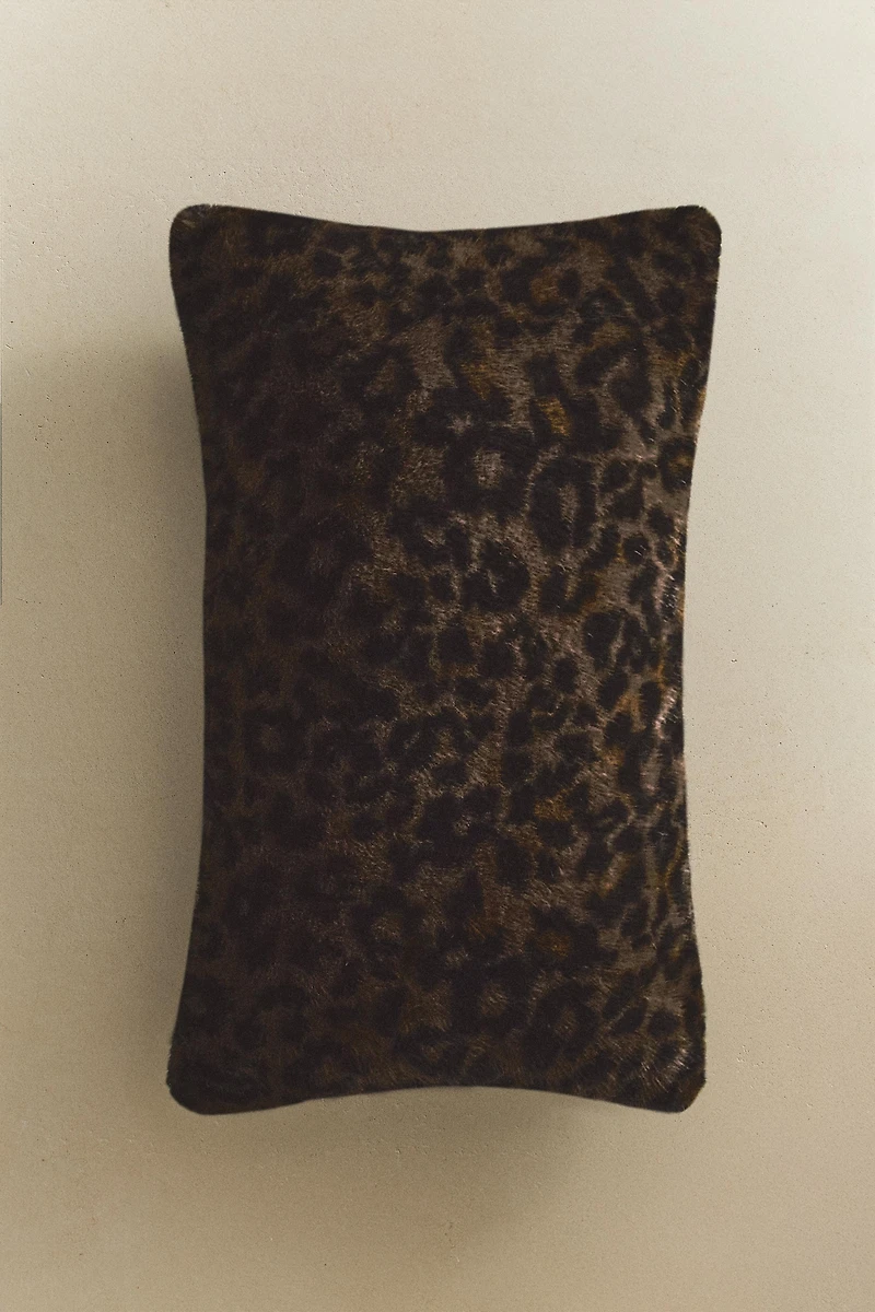 ANIMAL PRINT FAUX FUR THROW PILLOW COVER