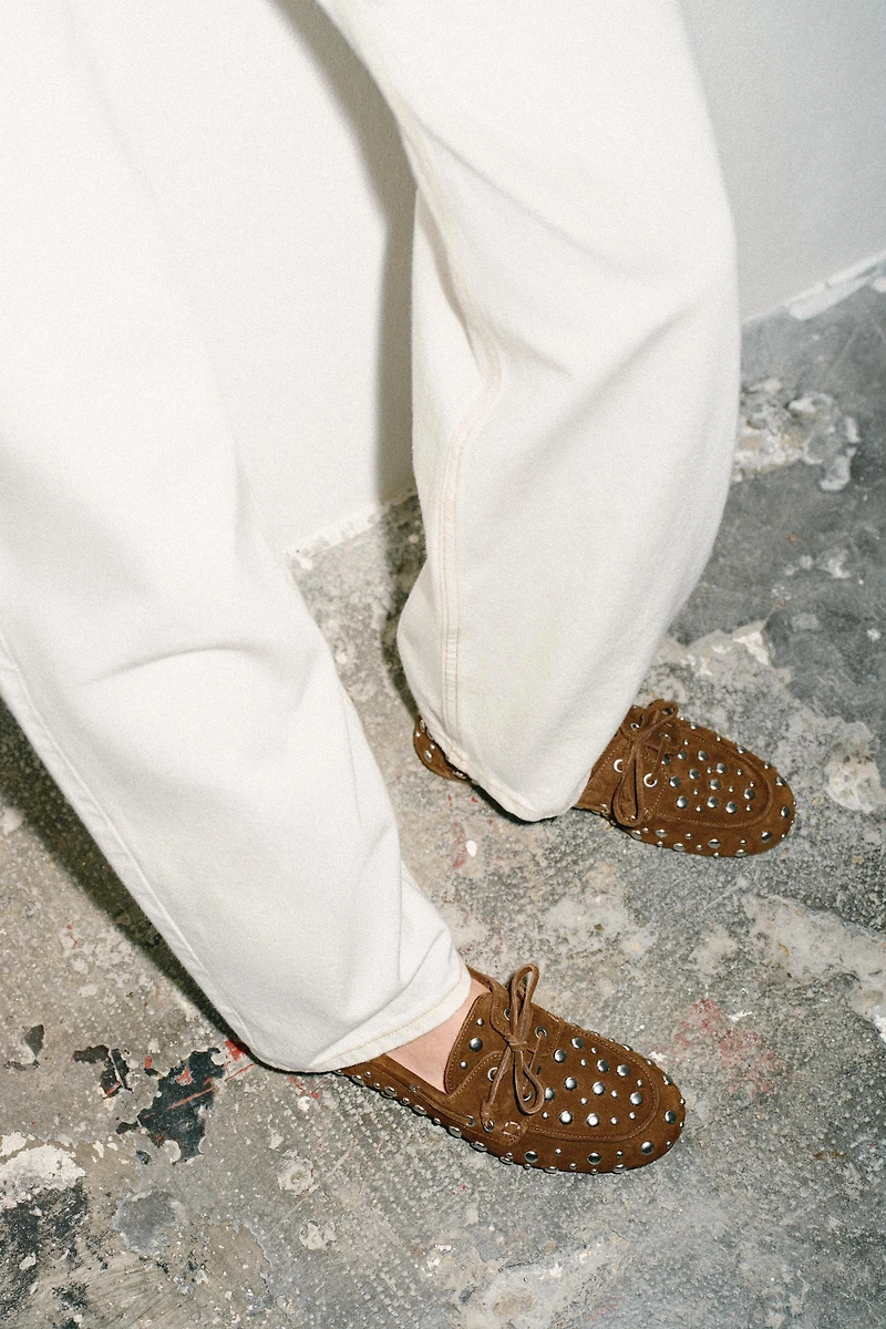 STUDDED SUEDE DECK SHOES