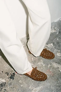 STUDDED SUEDE DECK SHOES