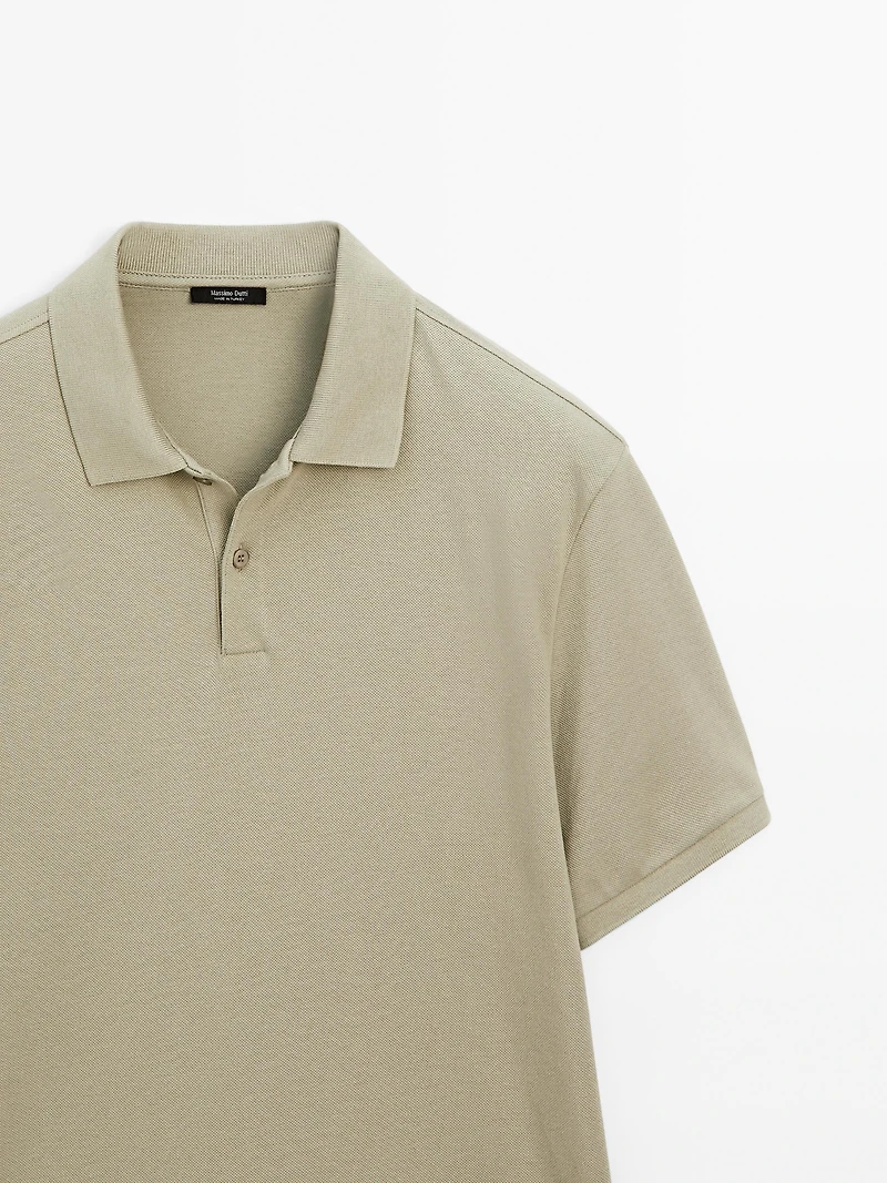 Polo micro-texture en piqué de coton
