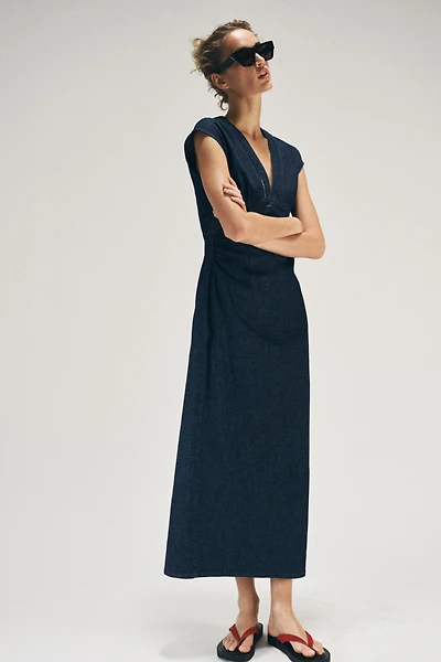 LACE TRIM MIDI DRESS