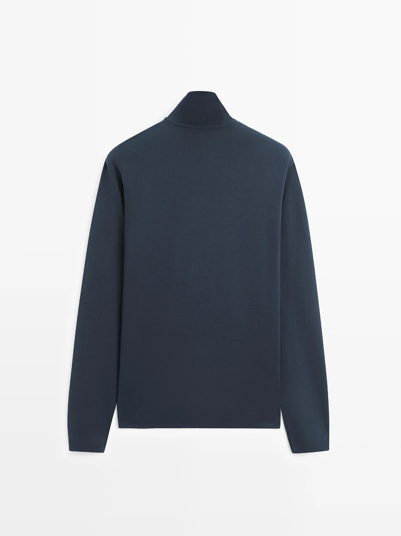 Cotton blend quarter-zip T-shirt