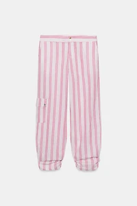 STRIPED RUCHED PANTS