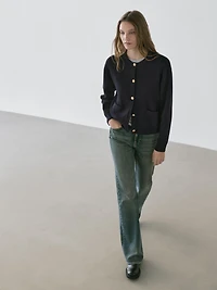 Cotton knit cardigan with gold buttons