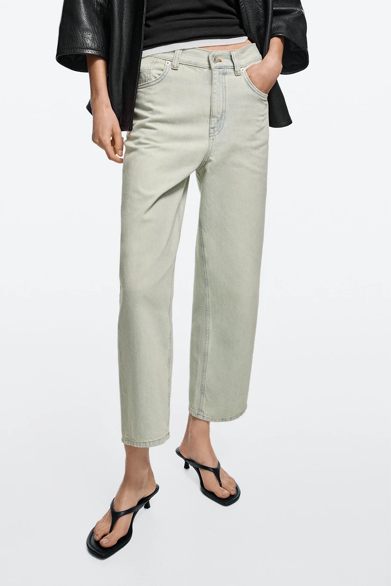 Jean wide leg cropped taille moyenne