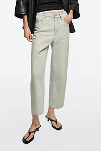 Jean wide leg cropped taille moyenne
