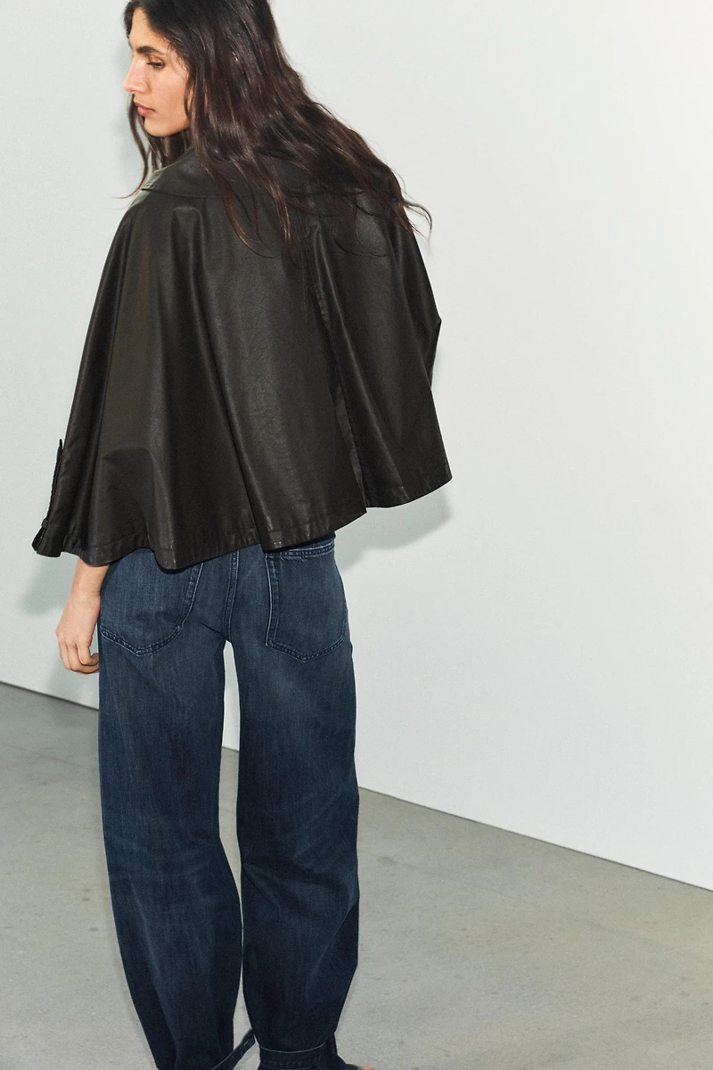 DETACHABLE LAPEL COLLAR WAXED CAPE