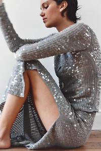 JUPE MI-LONGUE PAILLETTES OUVERTURE