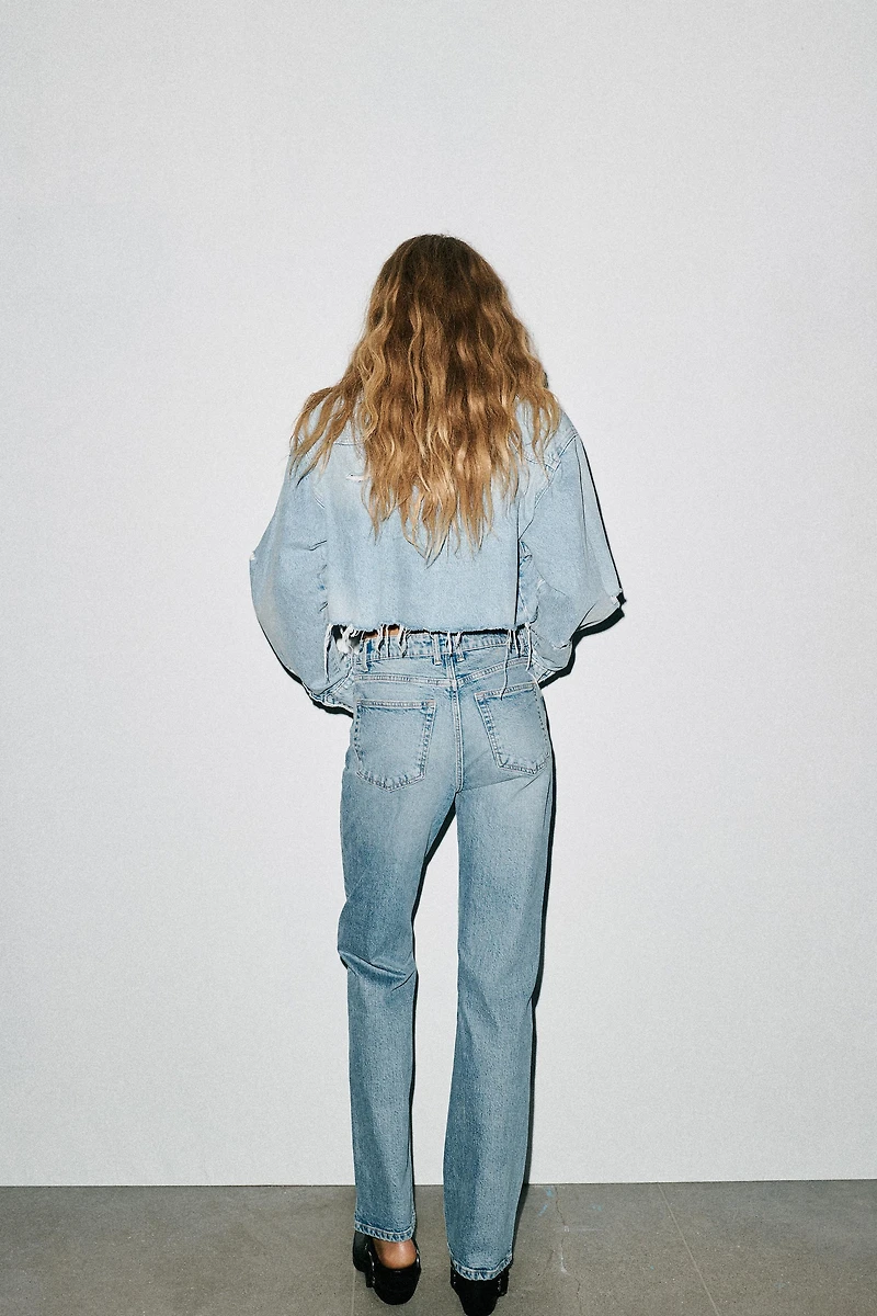 TRF STRAIGHT LEG JEANS WITH A HIGH WAIST