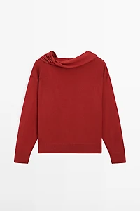 Cardigan with buttoned scarf detail