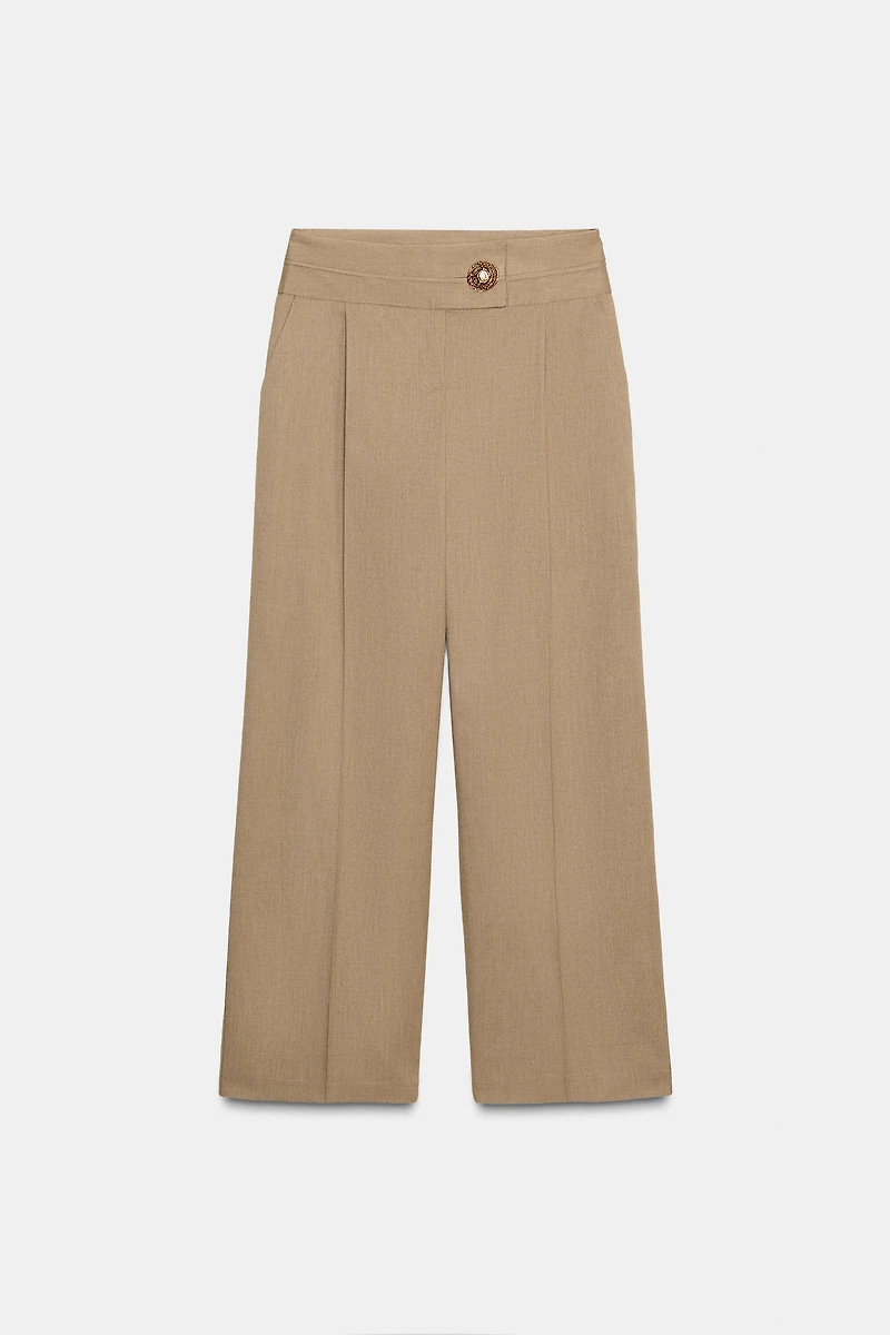 WIDE LEG PANTS WITH GOLD BUTTON