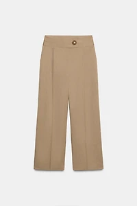 WIDE LEG PANTS WITH GOLD BUTTON