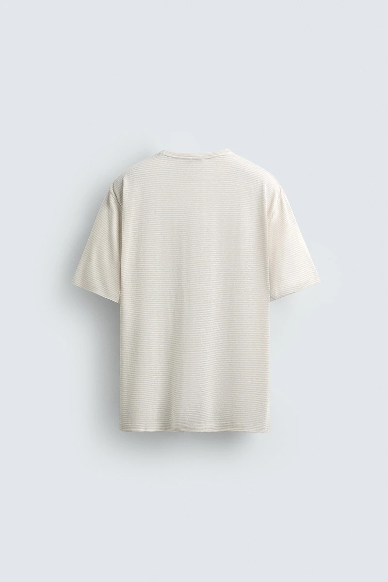 HEMP-VISCOSE STRIPED T-SHIRT