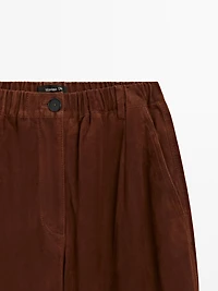 Low-rise cropped suede leather trousers