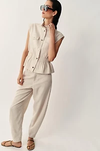 LINEN BLEND POCKET VEST
