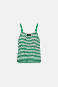 STRIPED KNIT STRAP TOP