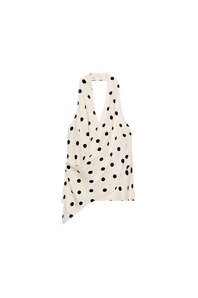 TOP SATINÉ HALTER À POIS