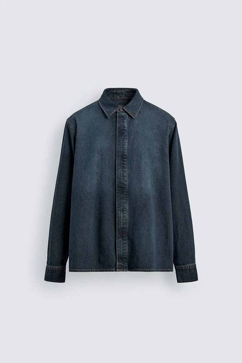 CHEMISE EN DENIM À FERMETURE ÉCLAIR