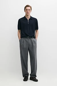 Polo zippé en mélange de laine