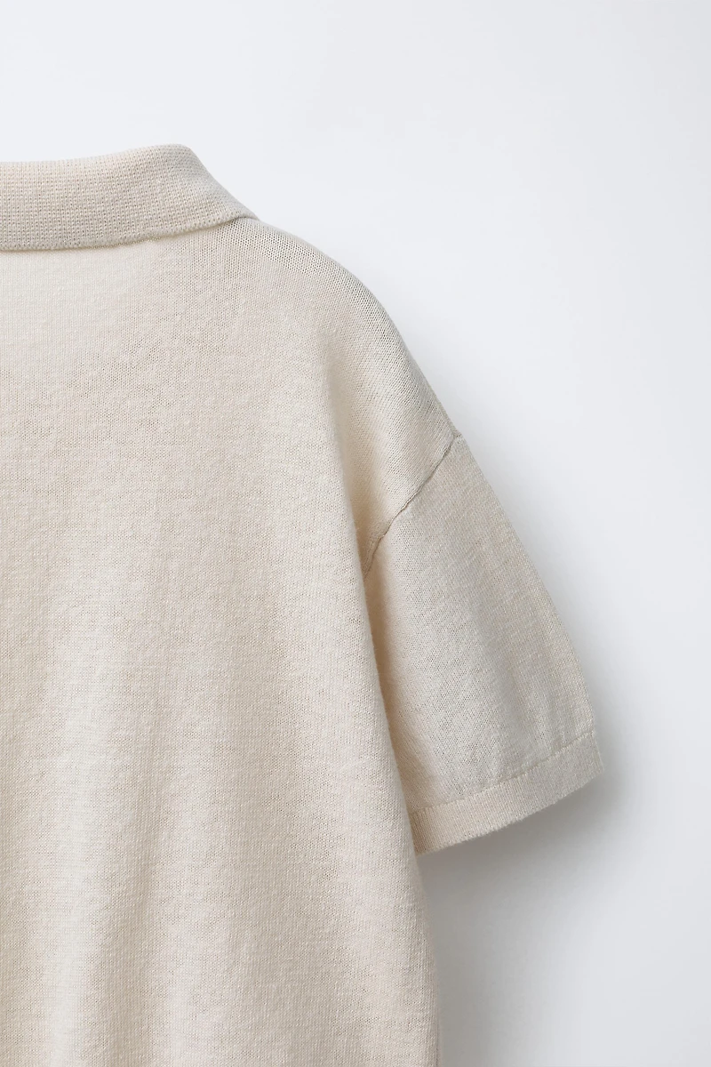 COTTON LINEN KNIT POLO SHIRT