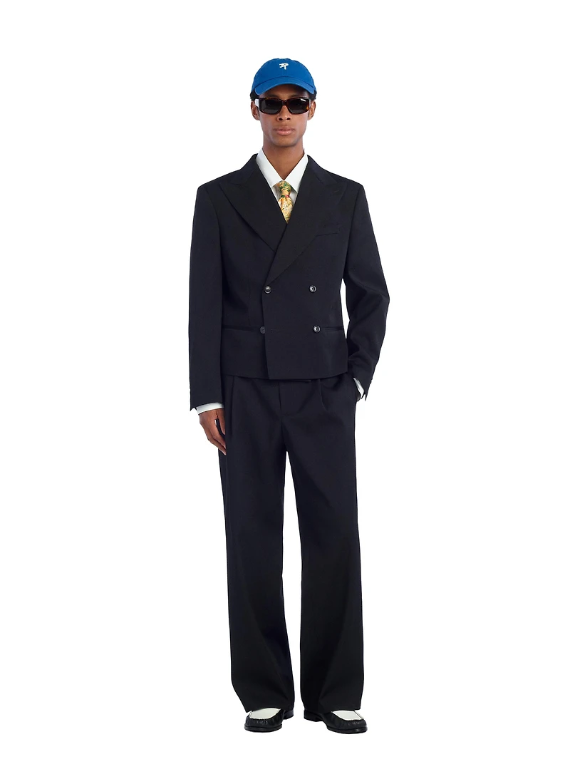 100% WOOL SUIT STRAIGHT FIT PANTS