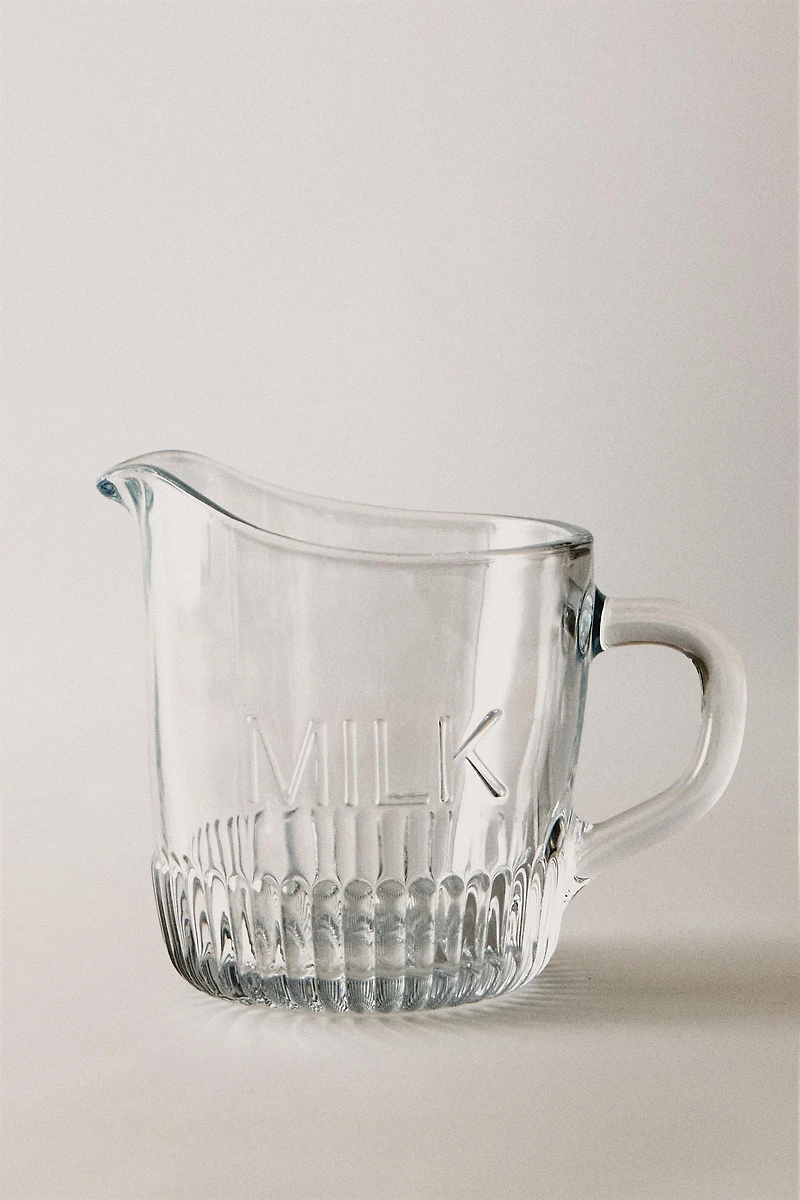 GLASS MILK PITCHER WITH STRIPED BASE