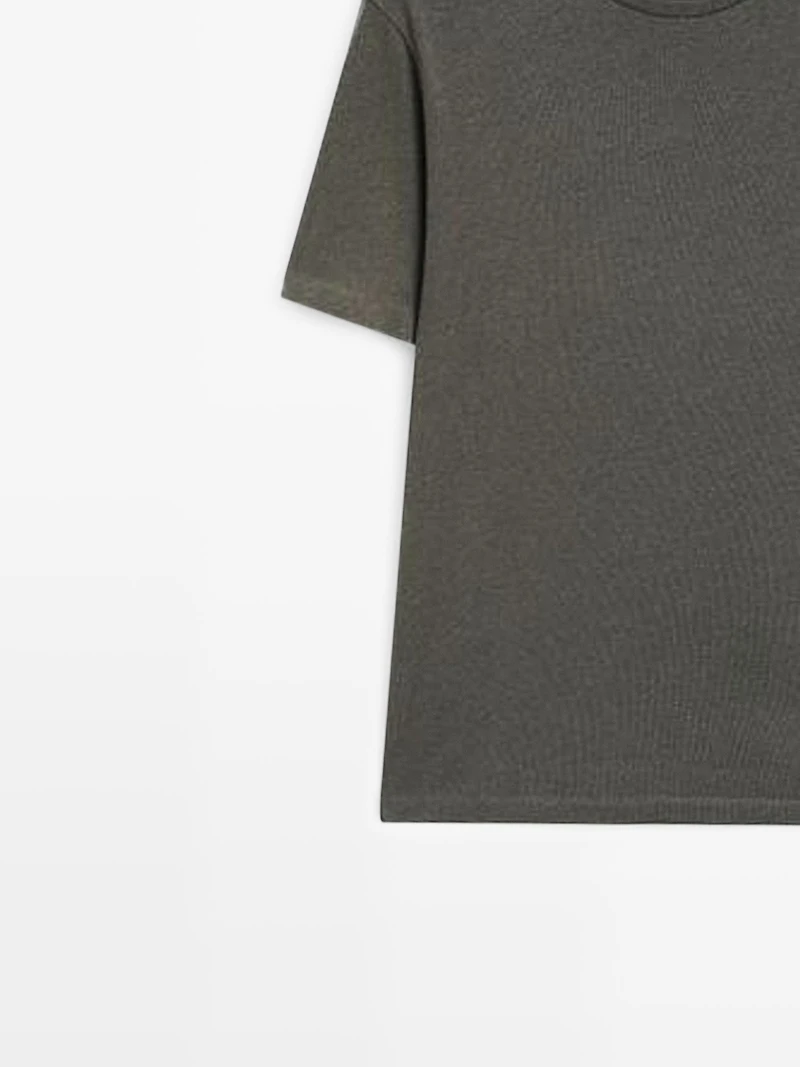 Lightweight short sleeve cotton melange T-shirt