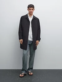 Lightweight trench coat with hidden buttons