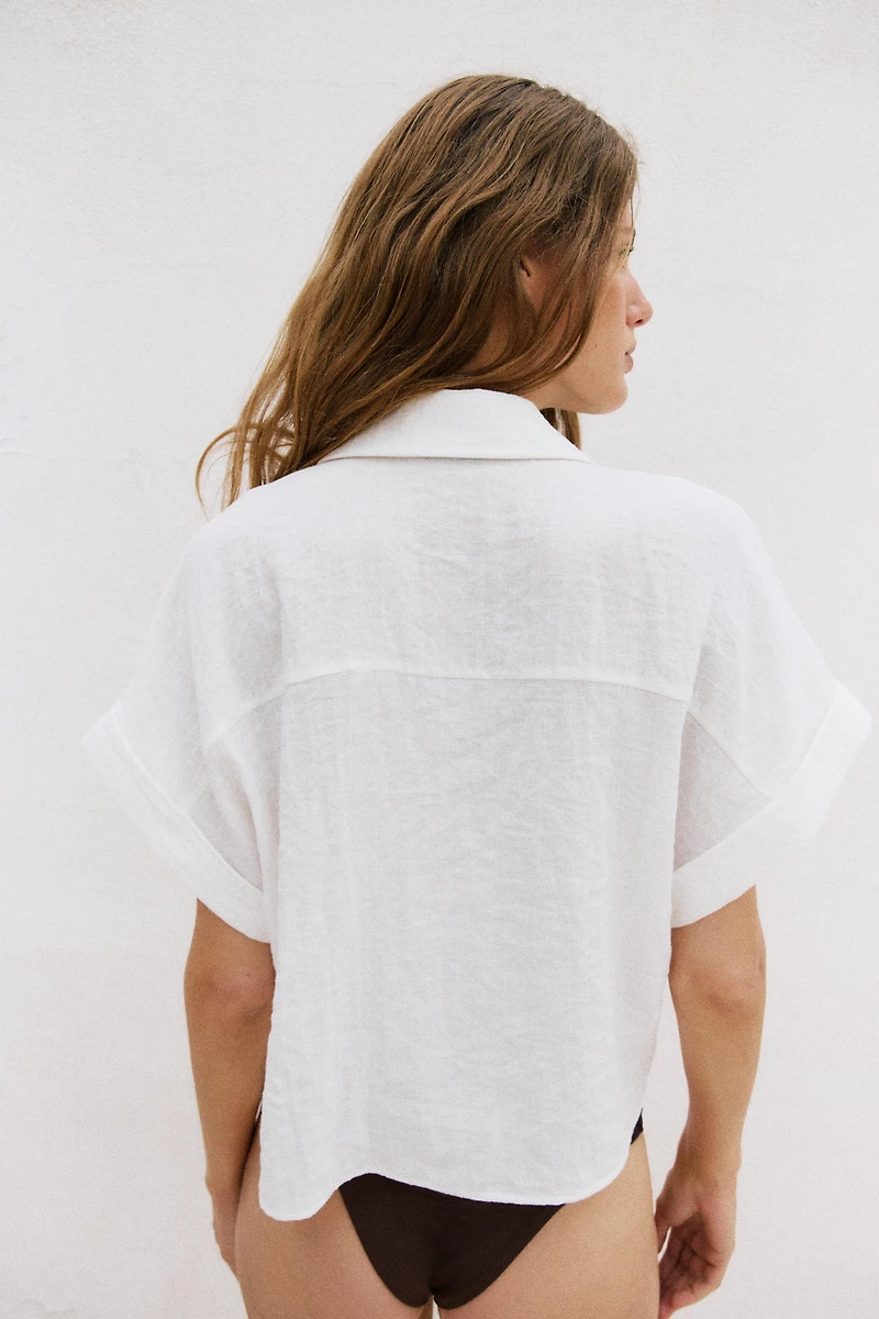 CHEMISE CACHE-CŒUR MANCHES COURTES