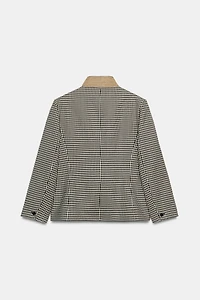 ZW COLLECTION CONTRAST COLLAR PLAID BLAZER
