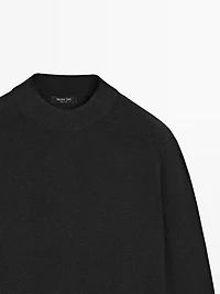 Cotton blend knit sweater with mock turtleneck