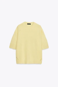 OVERSIZED SHORT SLEEVE KNIT SWEATER