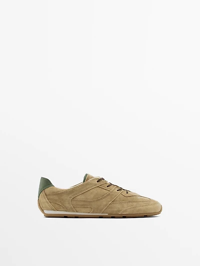 Tennis pièces croûte de cuir serraje