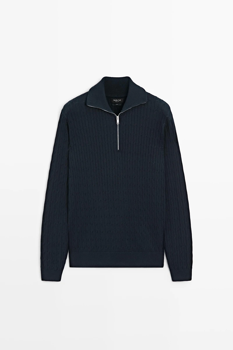 Pull en maille à col camionneur zippé