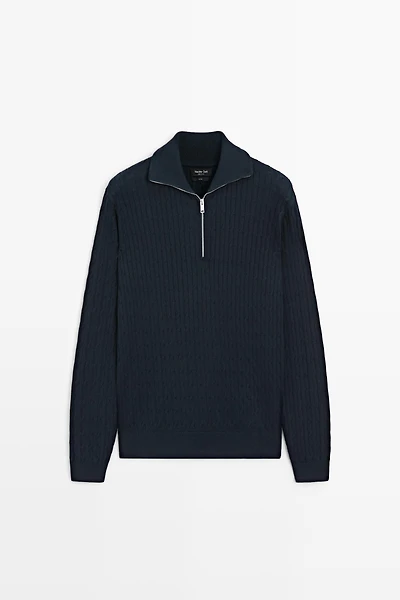 Pull en maille à col camionneur zippé