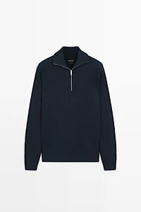 Pull en maille à col camionneur zippé