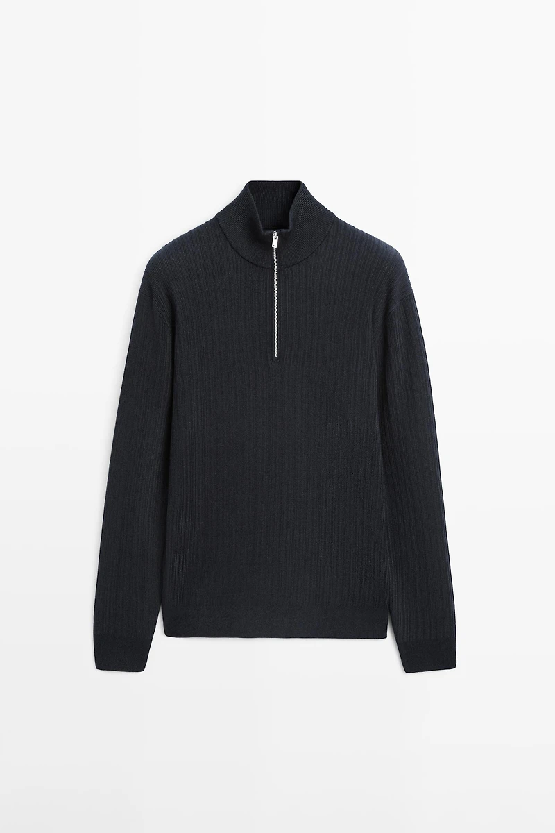 Pull en maille à col camionneur zipp