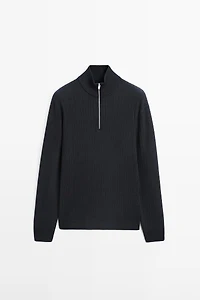 Pull en maille à col camionneur zipp