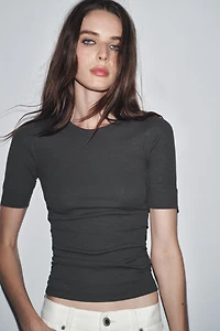 SHORT SLEEVE RIB T-SHIRT