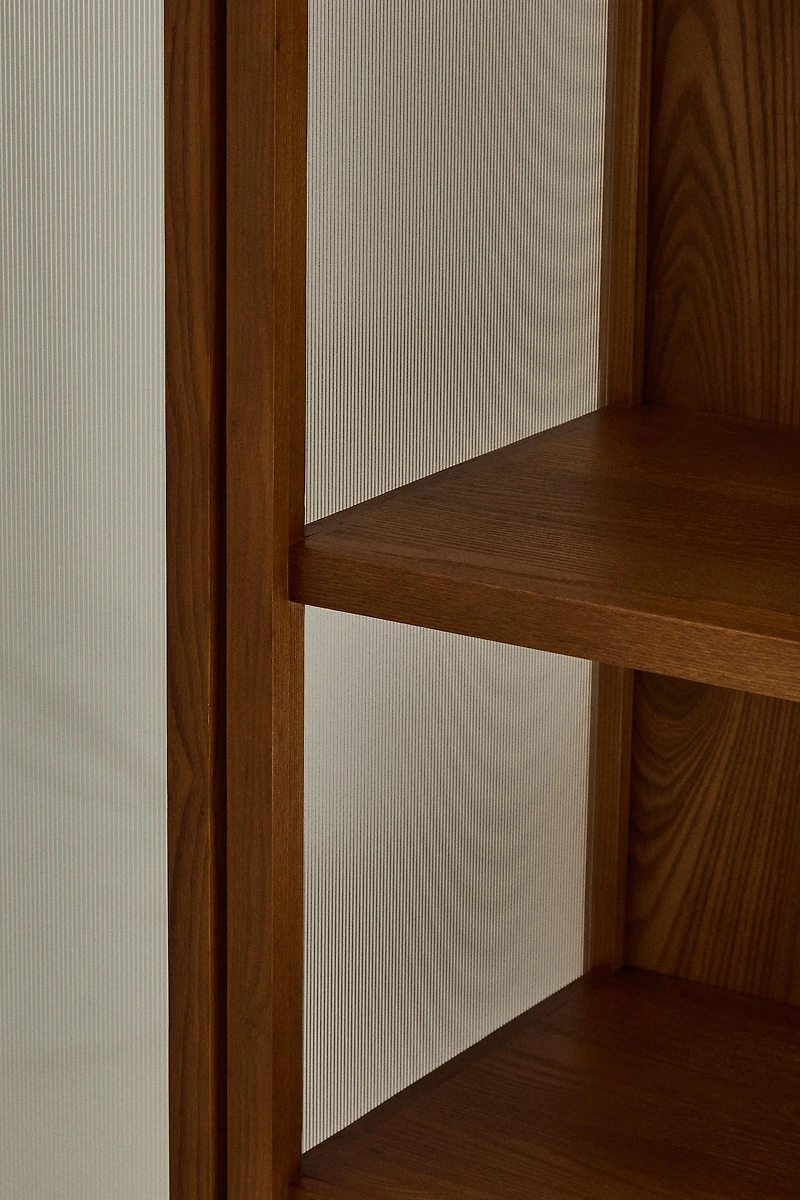 ASH WOOD STORAGE UNIT WITH GLASS DOORS