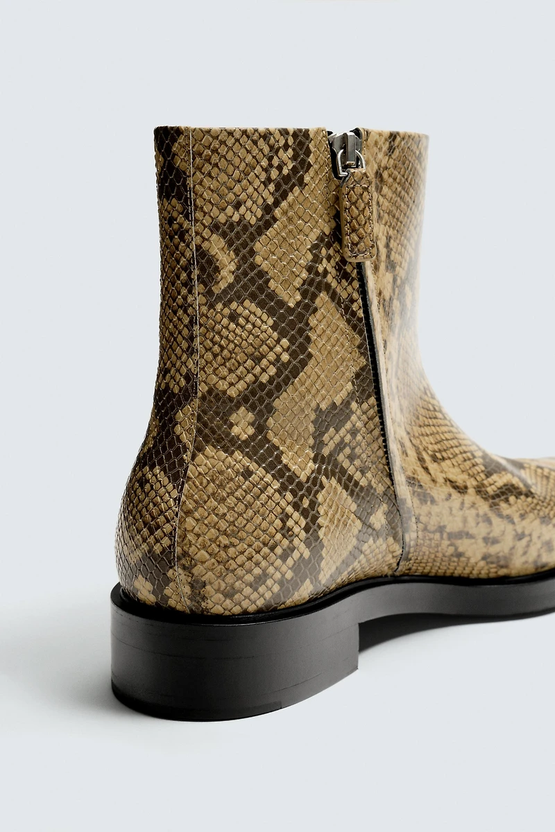 ANIMAL PRINT LEATHER BOOTS
