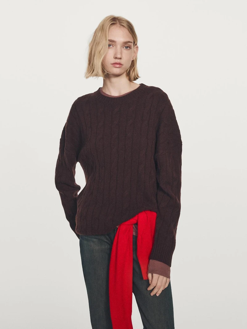 Pull en maille tressée 100 % cachemire