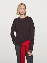 Pull en maille tressée 100 % cachemire