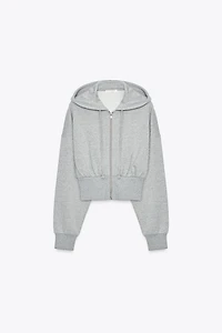 METALLIC THREAD CROP SWEATSHIRT