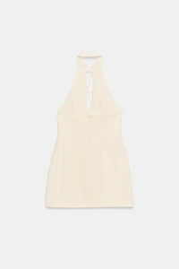 VOLUMINOUS HALTER MINI DRESS