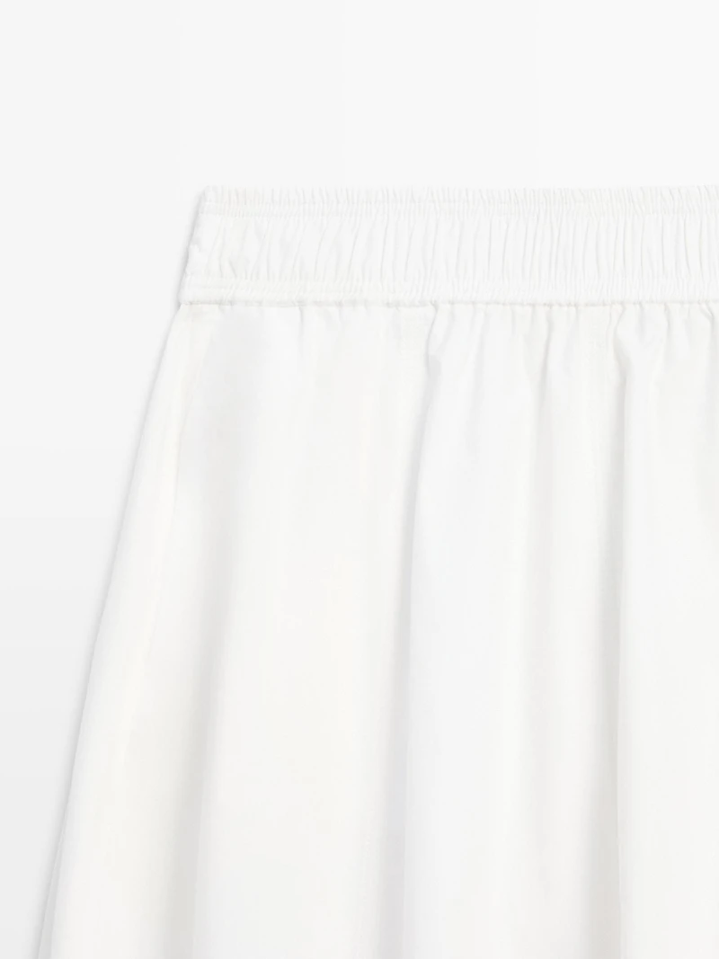 Long gathered poplin skirt